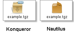Examples of the icons for a TGZ file